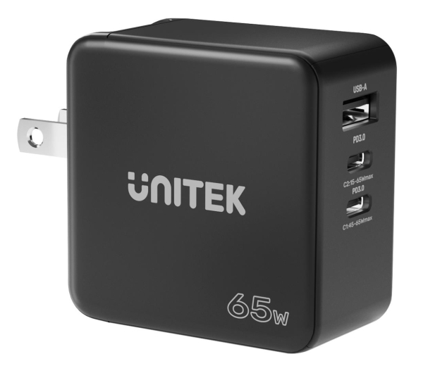 UNITEK Ładowarka Sieciowa Travel GAN 2x USB-C 1x USB-A 65W; P1117B - 1172349 - zdjęcie